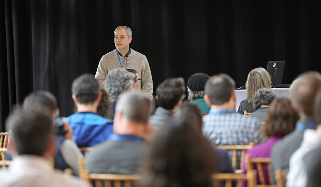 John Thompson of the Catskill Center speaks to the audience during the CERM 2022 conference